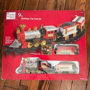 Home Accents Holiday 9ft Christmas Tree Train Set Red Silver 734 809 Holiday